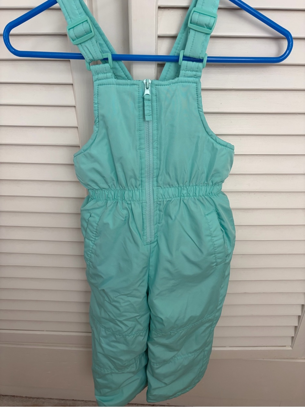 Kids Light Teal Snow Bib Pants - Adjustable Straps Size 4